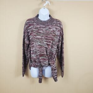 DJ & JUJU Marled Tie Front Mock Neck Sweater Size L